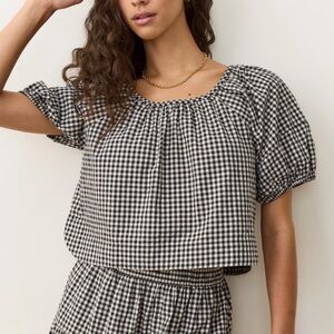 NEW Marine Layer Black and White Checkered Blouse